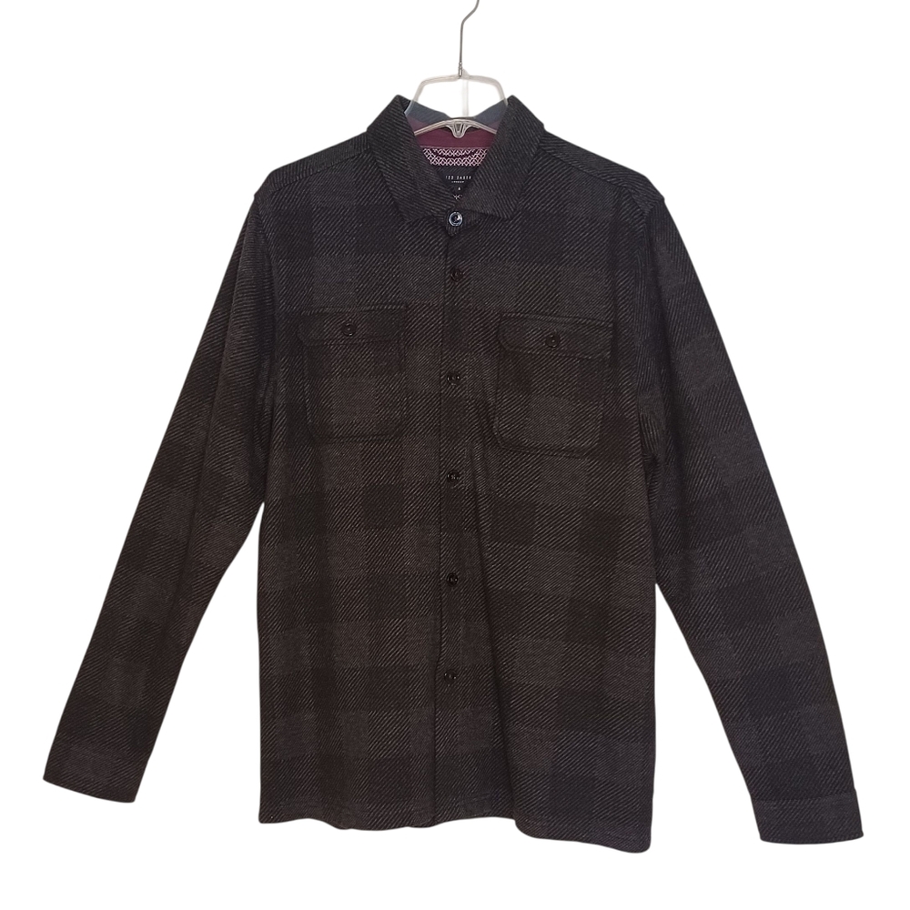 Ted Baker London Chekmay Plaid Flannel Shirt Mens Sz US 40 Black & Gray Fall